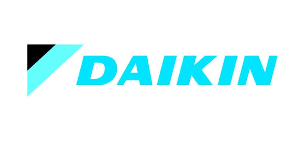 Daikin Logo in Blau mit schwarzem Dreieck, Daikin Klimaanlage,Daikin Heizung